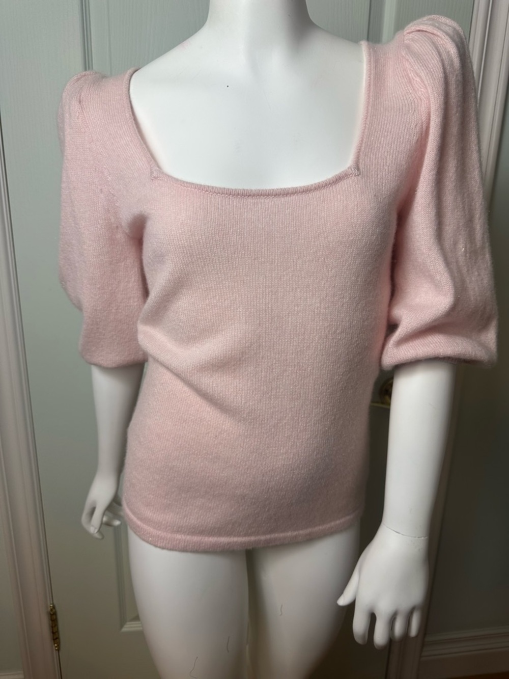 Autumn Cashmere Light Pink Shimmer Knit Top, XS